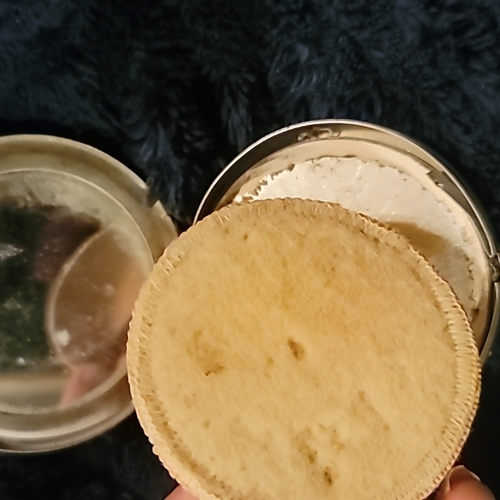 Antique morpho Real butterfly wing Rio scene powder compact 1920s - Picture 4 of 5
